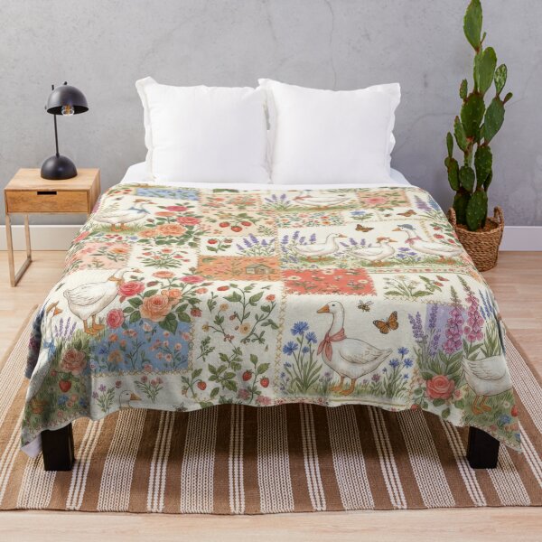 Item preview, Goose Patchwork Cottagecore Floral Garden Pattern designed and sold by scicilysimonee.