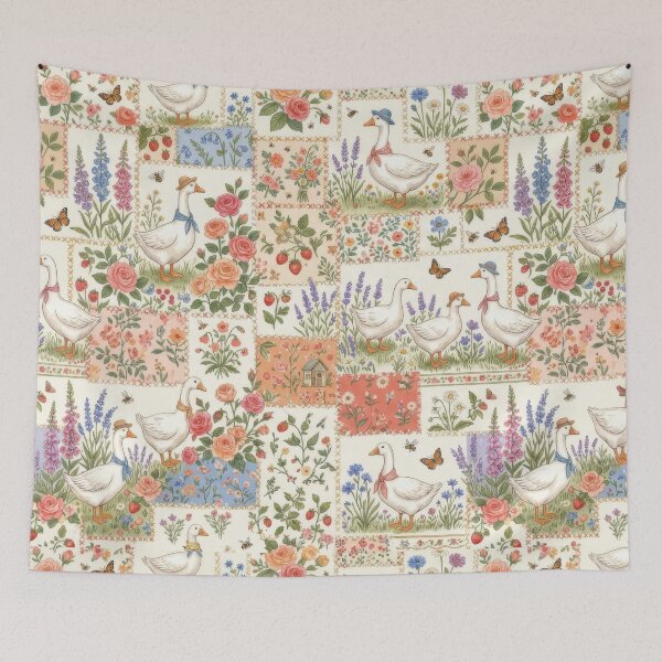 Item preview, Goose Patchwork Cottagecore Floral Garden Pattern designed and sold by scicilysimonee.