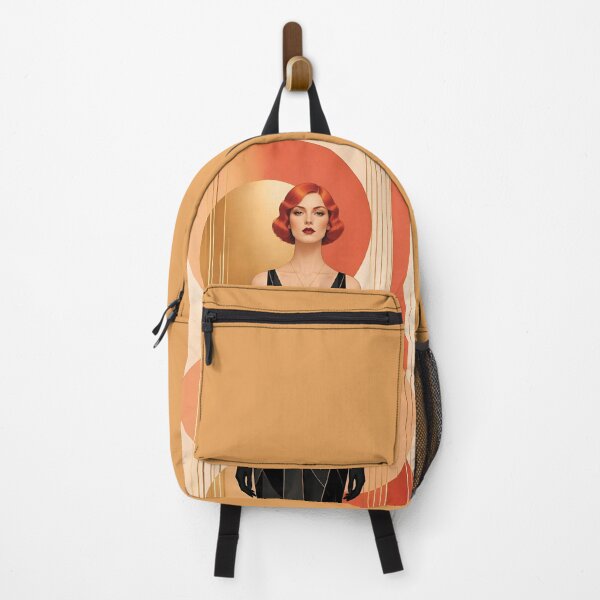 Item preview, 1920s Flapper Woman with orange red hair in Modern Minimalist Art Style with orange variation 3 designed and sold by Lucia Amaris Art.