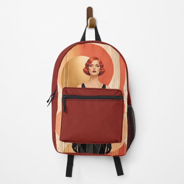 Item preview, 1920s Flapper Woman with orange red hair in Modern Minimalist Art Style with orange variation 4 designed and sold by Lucia Amaris Art.