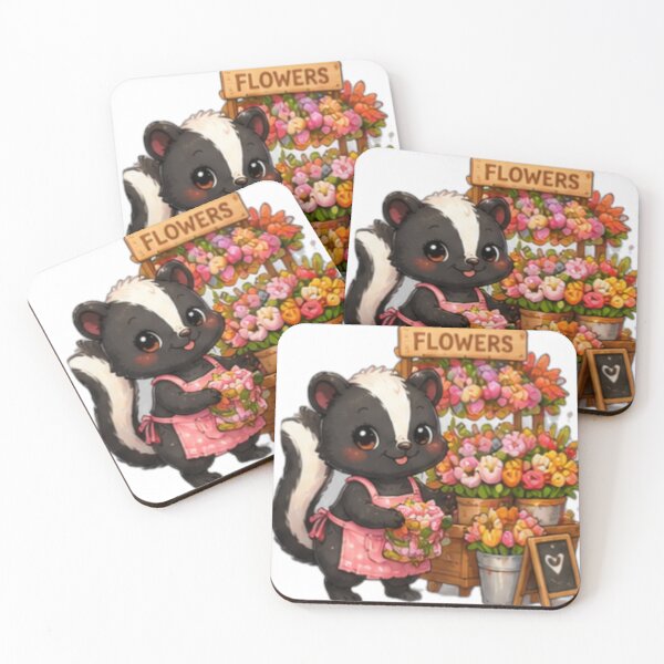 Item preview, Cute Skunk Flower Shop Kawaii Florist designed and sold by DailyDoodlesBySumbul.