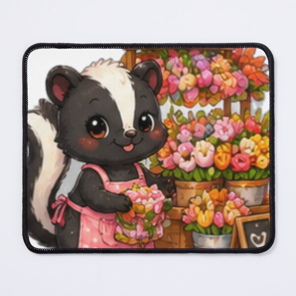 Item preview, Cute Skunk Flower Shop Kawaii Florist designed and sold by DailyDoodlesBySumbul.