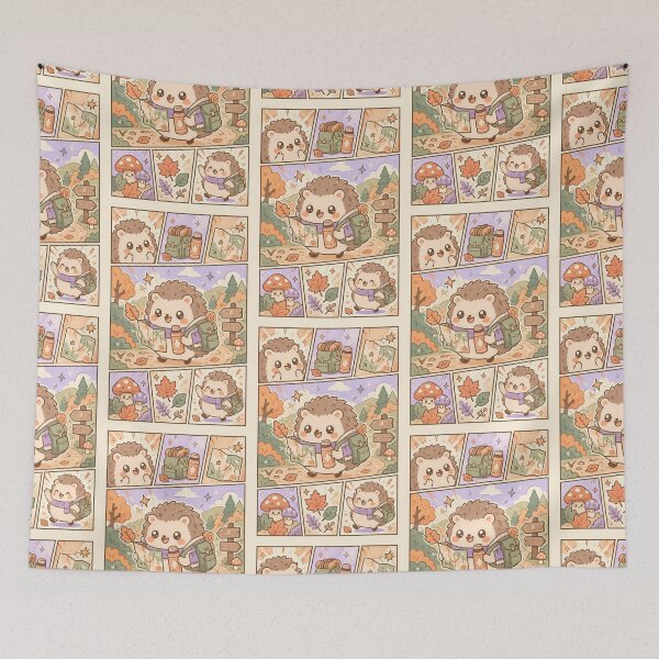 Item preview, Kawaii Autumn Hedgehog Backpacker designed and sold by Gift Phrase Studio.