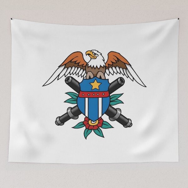 Item preview, American Military Patriotic Eagle Emblem with Crossed Cannons designed and sold by interdesigner.