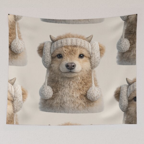 Item preview, Cute Highland Cow Winter Hat Portrait designed and sold by BagFactoryUK.