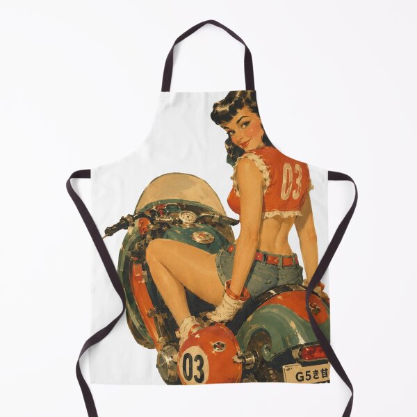 Item preview, Retro Motorcycle Pin-Up Girl | Original Vintage Cafe Racer Art designed and sold by Cosplayvintage.