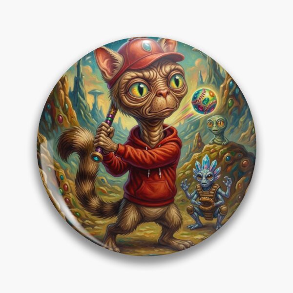 Item preview, Psychedelic ET Cat Plays Intergalactic Baseball Game designed and sold by HAPPY HARBOR DESIGN .