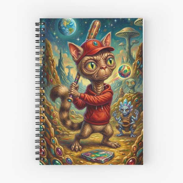 Item preview, Psychedelic ET Cat Plays Intergalactic Baseball Game designed and sold by HAPPY HARBOR DESIGN .