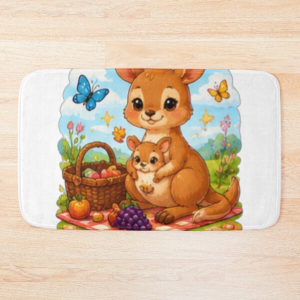 Item preview, Cute Kangaroo Mom and Baby Kawaii Picnic designed and sold by DailyDoodlesBySumbul.
