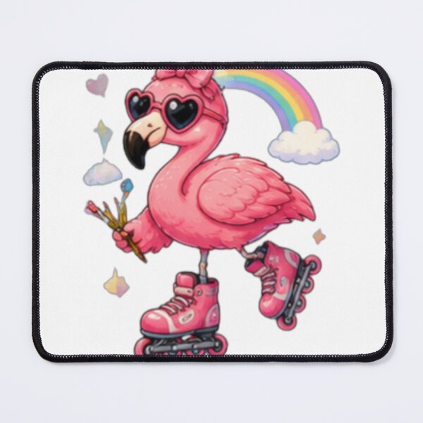 Item preview, Cute Roller Skating Flamingo Kawaii Rainbow Vibes designed and sold by DailyDoodlesBySumbul.