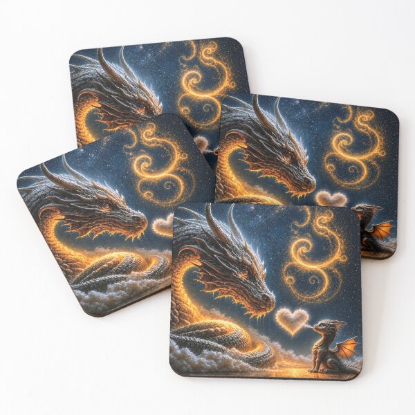 Item preview, Dragon Mother and Baby – Heartwarming Fantasy Dragon Family Art designed and sold by DrakariArt.