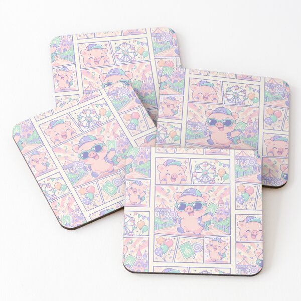 Aperçu de l'œuvre Panneau de bande dessinée touristique Kawaii Piglet Theme Park créée et vendue par Gift Phrase Studio.