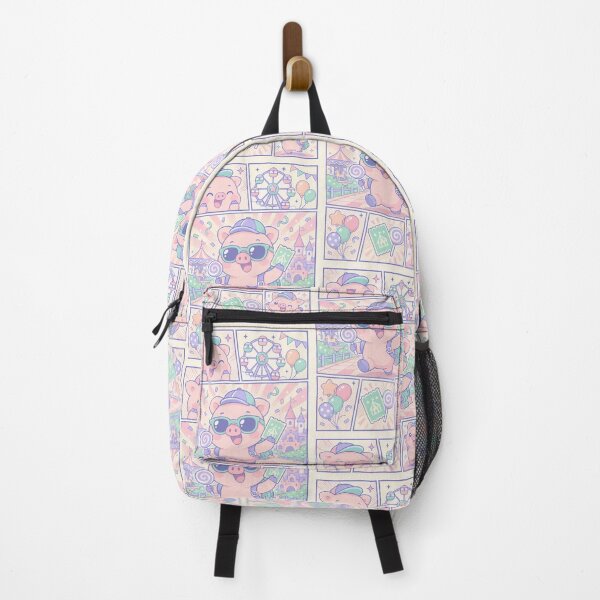 Item preview, Kawaii Piglet Theme Park Tourist Comic Panel designed and sold by Gift Phrase Studio.