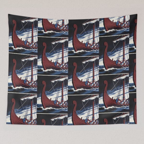 Item preview, Vintage Norwegian Viking Longship - Retro Nordic Fan Art designed and sold by NDstudio.