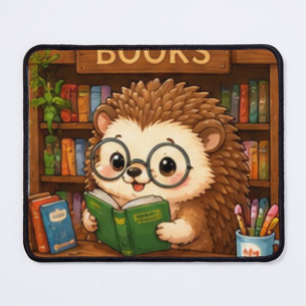 Item preview, Cute Bookworm Hedgehog Kawaii Library Reader designed and sold by DailyDoodlesBySumbul.