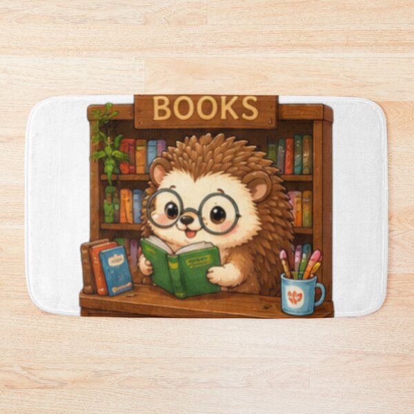 Item preview, Cute Bookworm Hedgehog Kawaii Library Reader designed and sold by DailyDoodlesBySumbul.