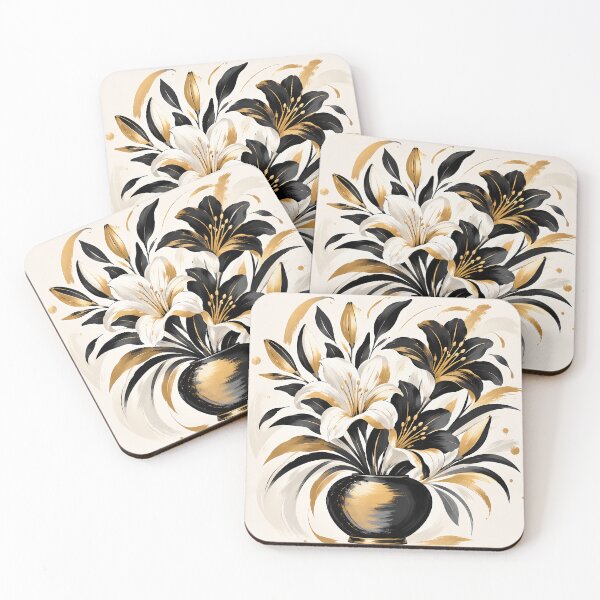 Item preview, Black Gold Lily Floral Art — Elegant Botanical Brush Stroke Design designed and sold by Aureva Arts Shop.