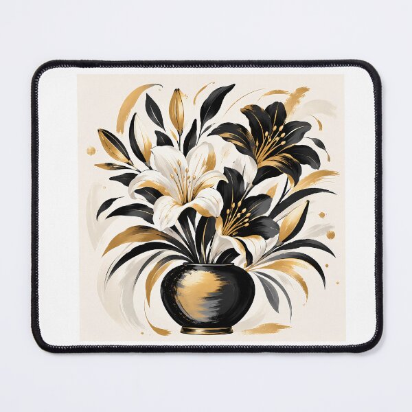 Item preview, Black Gold Lily Floral Art — Elegant Botanical Brush Stroke Design designed and sold by Aureva Arts Shop.