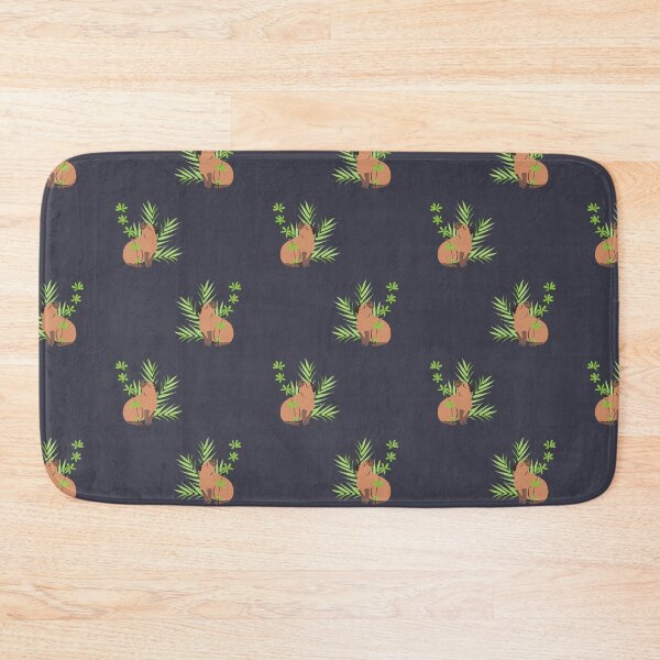 Item preview, Cute Capybara Sitting In Green Leaves Seamless Pattern designed and sold by paldronma.