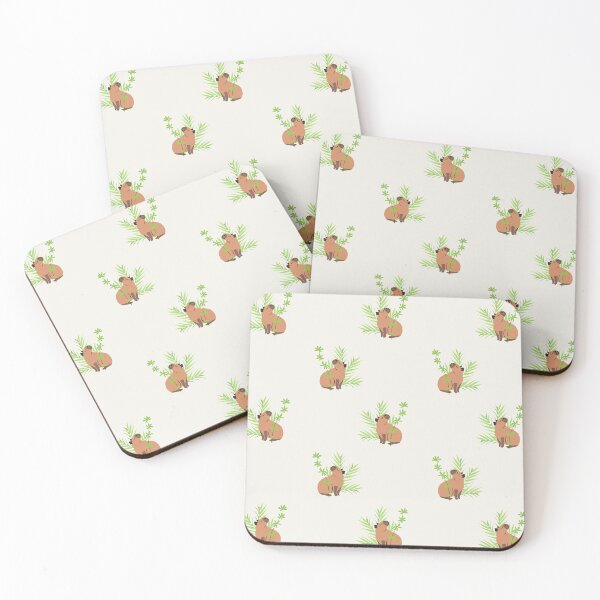 Item preview, Cute Capybara Sitting In Green Leaves Seamless Pattern designed and sold by paldronma.