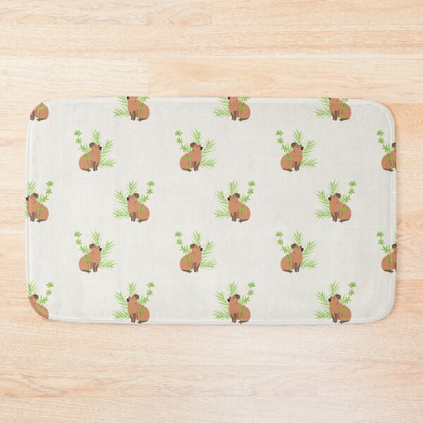 Item preview, Cute Capybara Sitting In Green Leaves Seamless Pattern designed and sold by paldronma.