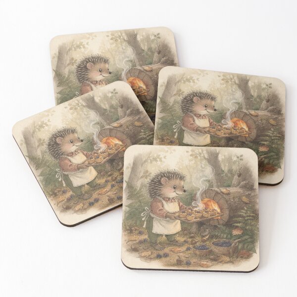 Item preview, Hedgehog Folk Baking Blackberry Tarts designed and sold by PictorialWhimsy.