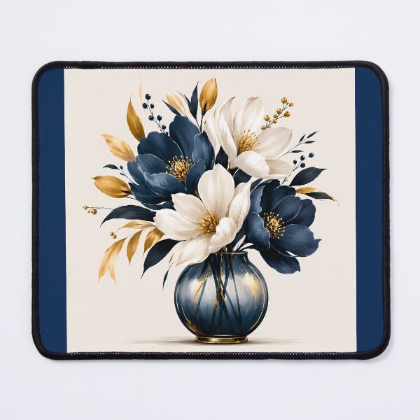 Item preview, Navy Blue Gold Floral Bouquet Elegant Botanical Art designed and sold by Aureva Arts Shop.