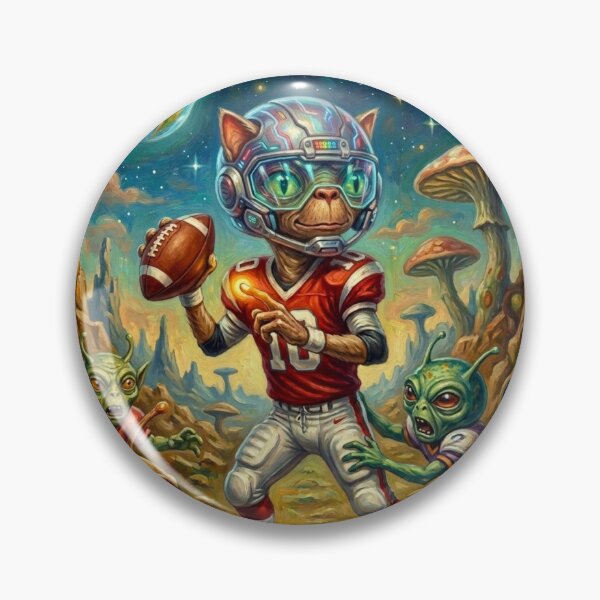 Item preview, Psychedelic ET Cat Plays Intergalactic Football Match designed and sold by HAPPY HARBOR DESIGN .