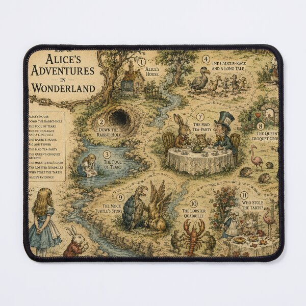 Item preview, Alice in Wonderland Vintage Map Illustration Book Lovers designed and sold by RickE.