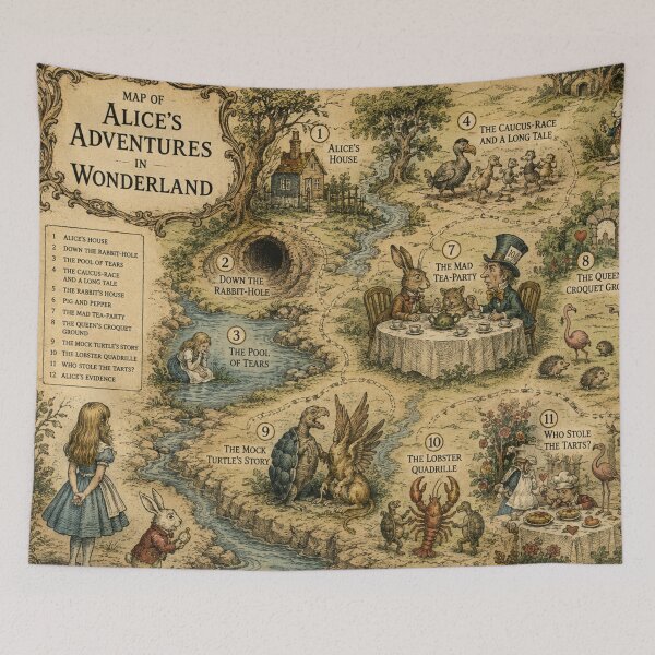 Item preview, Alice in Wonderland Vintage Map Illustration Book Lovers designed and sold by RickE.