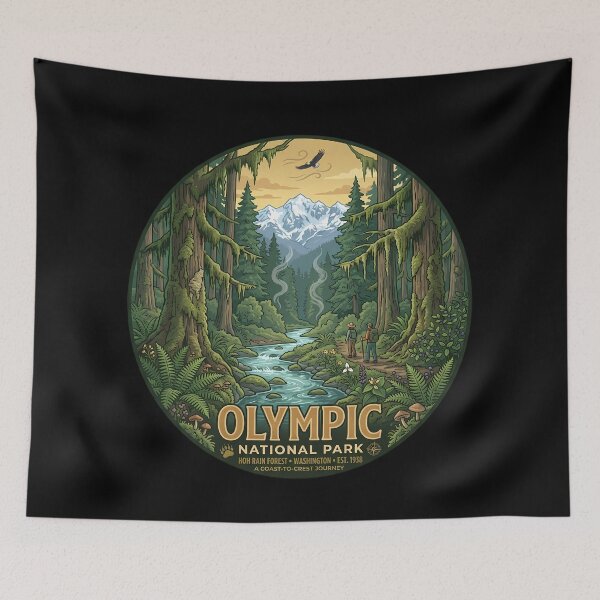Item preview, Olympic National Park Vintage National Park Travel designed and sold by OliviaHayesArt.