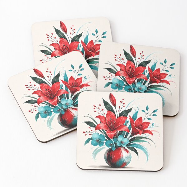 Item preview, Red Lily Bouquet Ink Art — Floral Botanical Illustration designed and sold by Aureva Arts Shop.