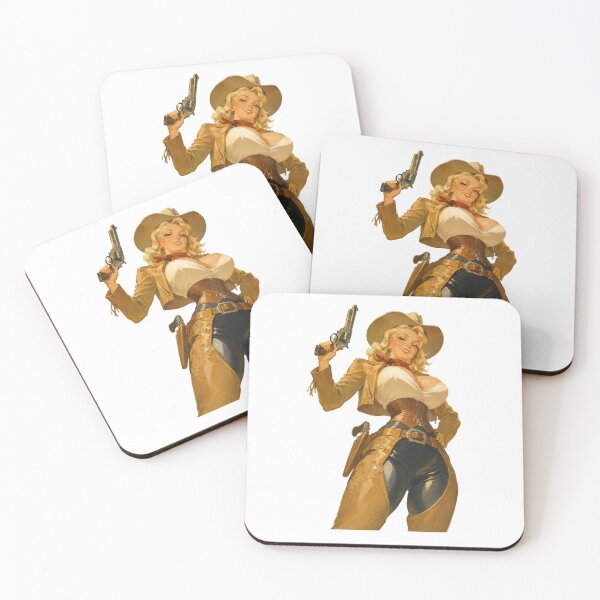 Item preview, Western Cowgirl Pin-Up | Original Vintage Gunslinger Art designed and sold by Cosplayvintage.