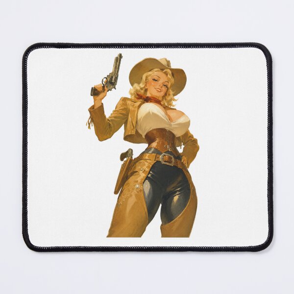 Item preview, Western Cowgirl Pin-Up | Original Vintage Gunslinger Art designed and sold by Cosplayvintage.