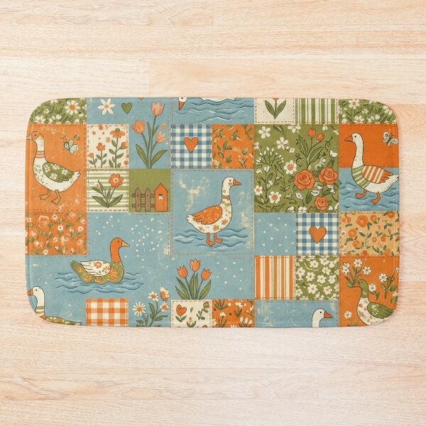 Item preview, Goose Patchwork Cottage Garden Aesthetic Soft Blue  designed and sold by scicilysimonee.