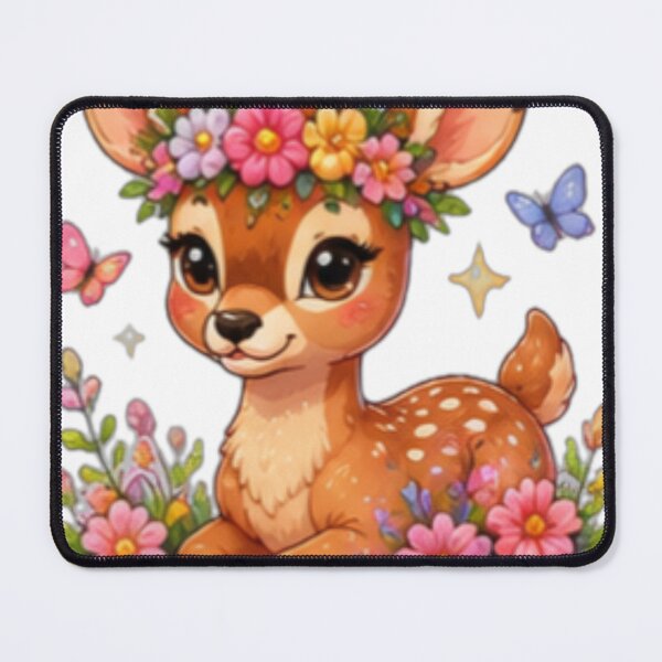 Item preview, Cute Floral Deer Kawaii Forest Princess designed and sold by DailyDoodlesBySumbul.