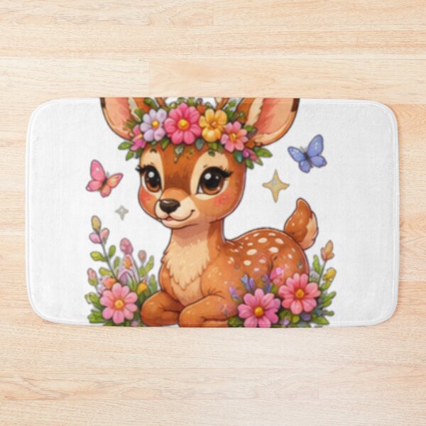 Item preview, Cute Floral Deer Kawaii Forest Princess designed and sold by DailyDoodlesBySumbul.