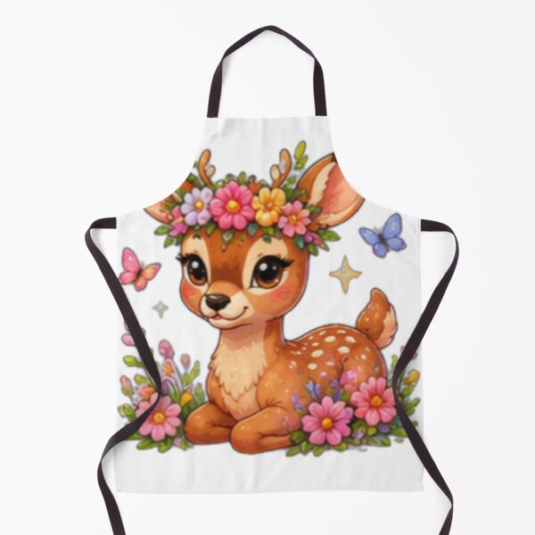 Item preview, Cute Floral Deer Kawaii Forest Princess designed and sold by DailyDoodlesBySumbul.