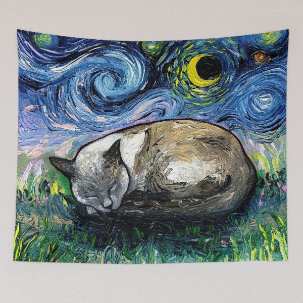 Item preview, Sleepy Siamese Cat Night designed and sold by AjaTrier.