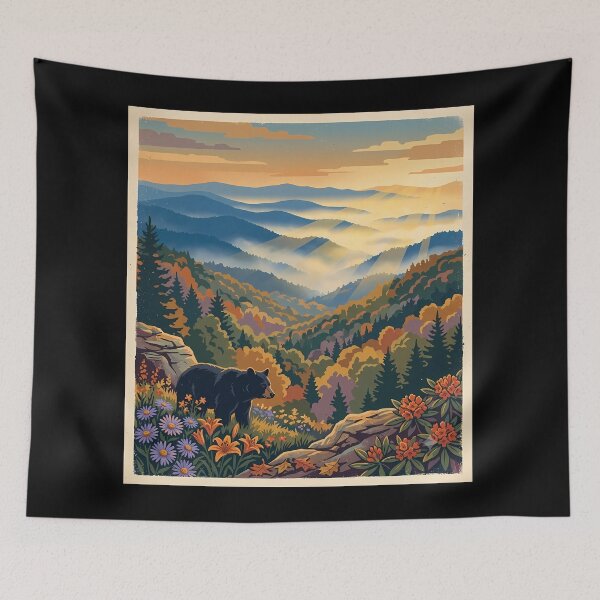 Item preview, Great Smoky Mountains Morning Vintage National Park Travel designed and sold by OliviaHayesArt.