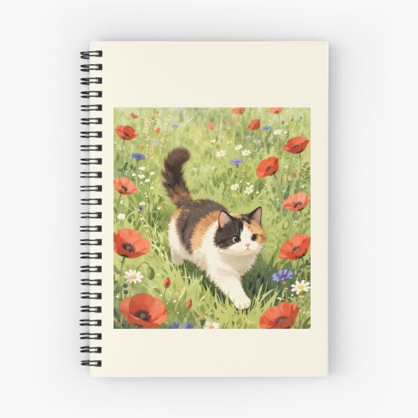 Item preview, Calico Cat Among the Poppies | Watercolor Cat Art designed and sold by BCapybara.