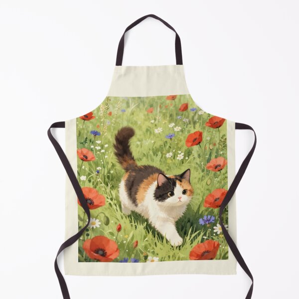 Item preview, Calico Cat Among the Poppies | Watercolor Cat Art designed and sold by BCapybara.
