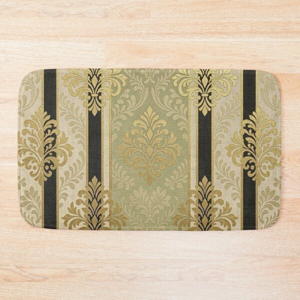 Item preview, Striped Pistachio, Black & Oat with Gold Damask designed and sold by DesignsByPrnces.