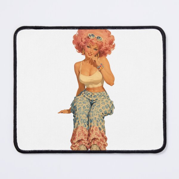 Item preview, Retro Pink Afro Pin-Up | Original Vintage Illustration designed and sold by Cosplayvintage.