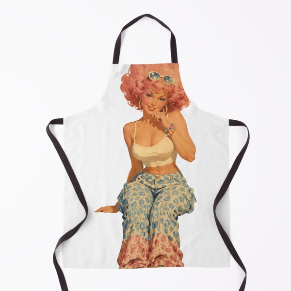 Item preview, Retro Pink Afro Pin-Up | Original Vintage Illustration designed and sold by Cosplayvintage.