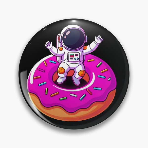 Item preview, Cute Astronaut Floating on Pink Donut Retro Space Cartoon designed and sold by KCasual.