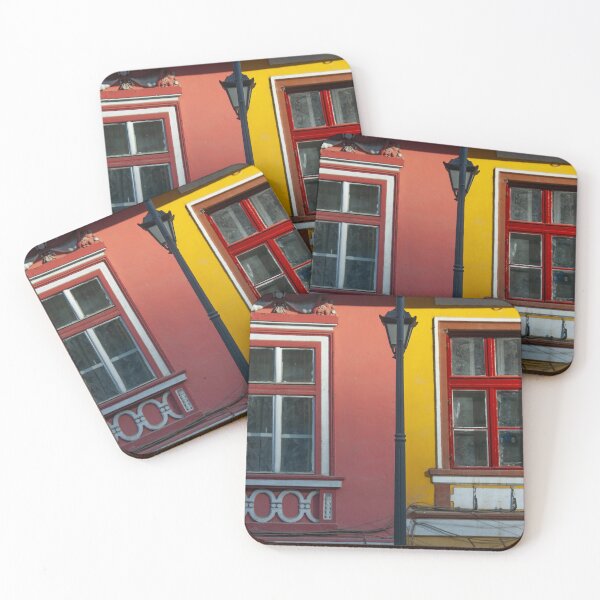 Item preview, Colorful Building Facade With Red Windows designed and sold by Amitphotos.