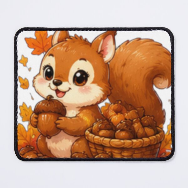Artikelvorschau, Autumn Squirrel Acorn Sticker entworfen und verkauft von DailyDoodlesBySumbul.