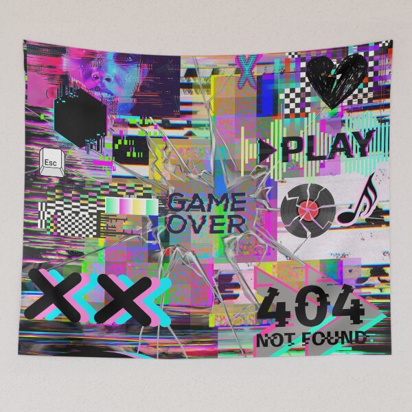 Item preview, Glitchcore Inspired Game Over 404 Error Y2K Cyber Aesthetic designed and sold by Side By Side Studio.