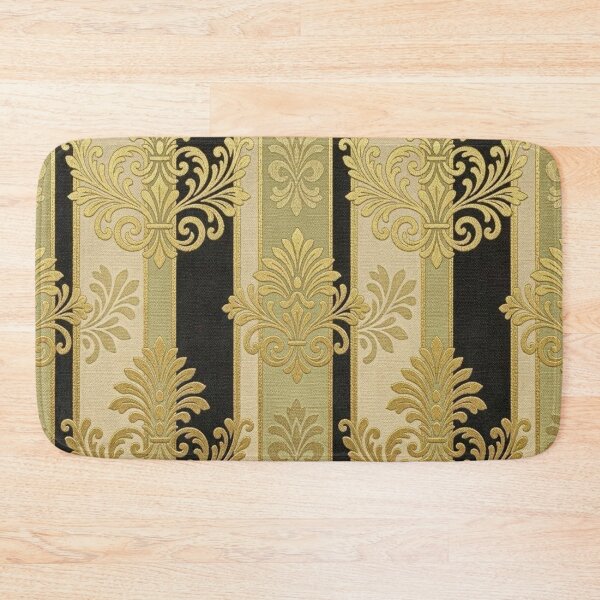 Item preview, Striped Pistachio, Black & Oat with Gold Damask designed and sold by DesignsByPrnces.